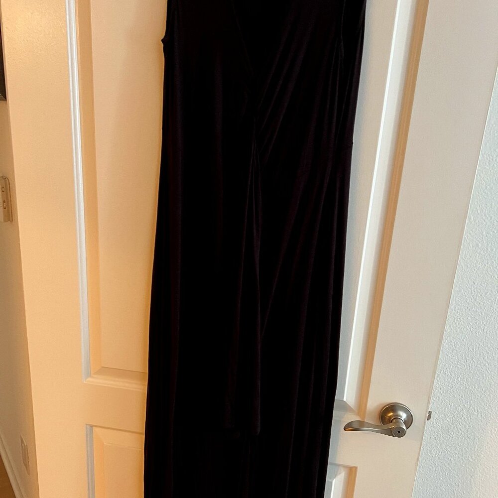 Goddess style knit maxi dress with front drape